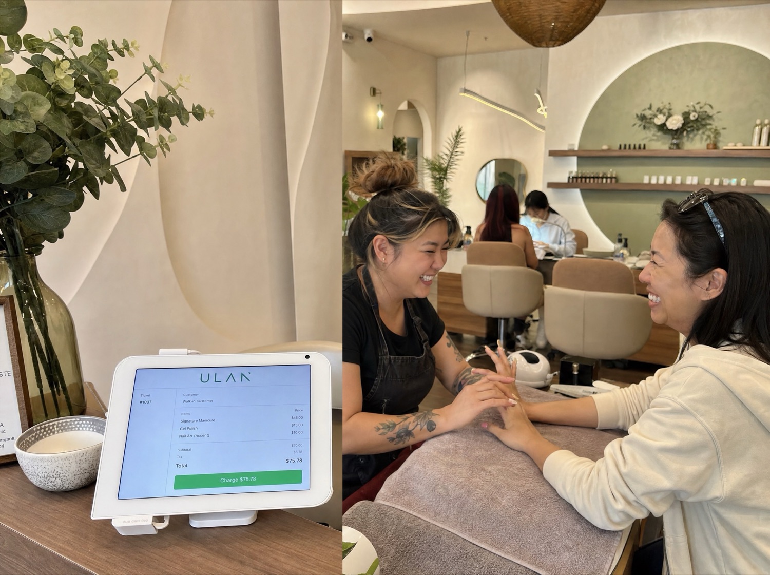 Nail salon in Houston, TX using ULAN point of sale