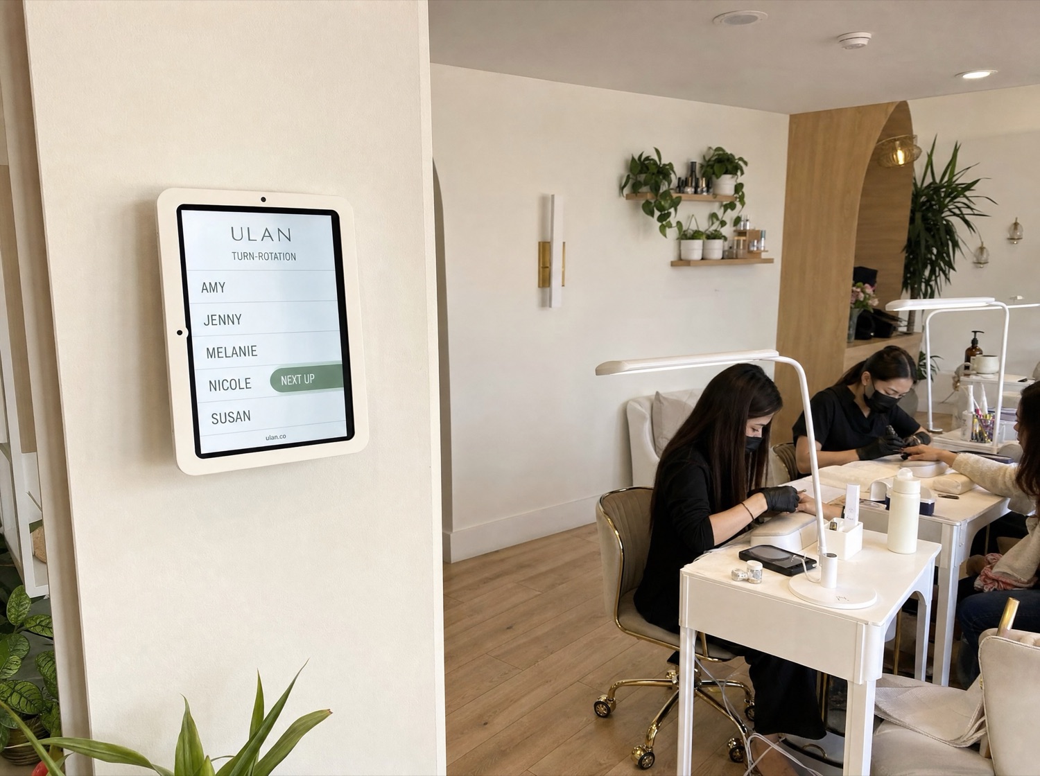 Nail salon in San Jose, CA using ULAN turn rotation